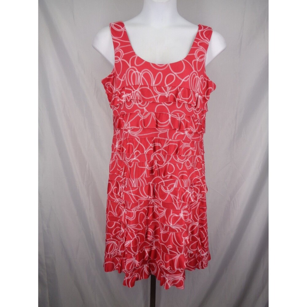 Tango Mango Red Ruffle Dress Size XL Resort Vacation Tropical Beach